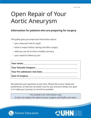Open Repair of Your Aortic Aneurysm