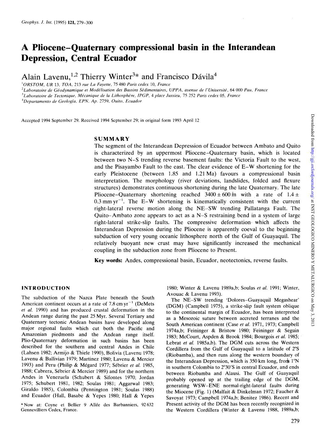 A Pliocene–Quaternary Compressional Basin in the Interandean Depression, Central Ecuador