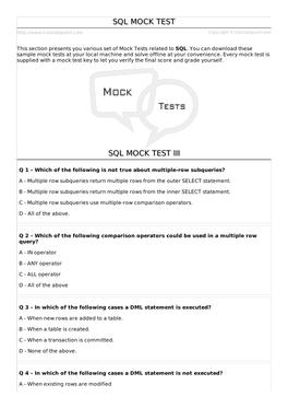SQL Mock Test