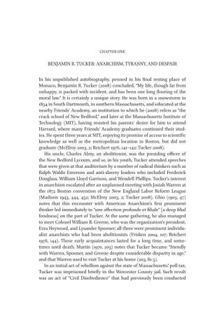 BENJAMIN R. TUCKER: ANARCHISM, TYRANNY, and DESPAIR in His