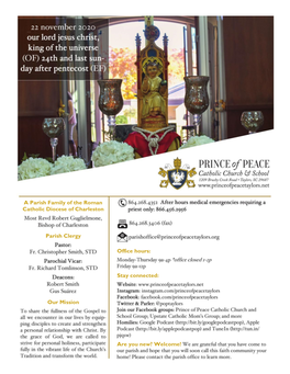A Parish Family of the Roman Catholic Diocese of Charleston Parish Clergy Our Mission Office Hours: Stay Connected: Are You New?