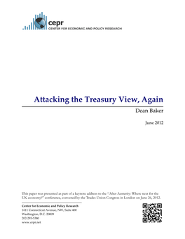 Attacking the Treasury View, Again Dean Baker