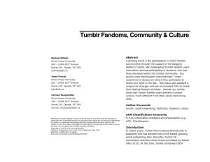 Tumblr Fandoms, Community & Culture