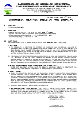 Indonesia Weather Bulletin for Shipping