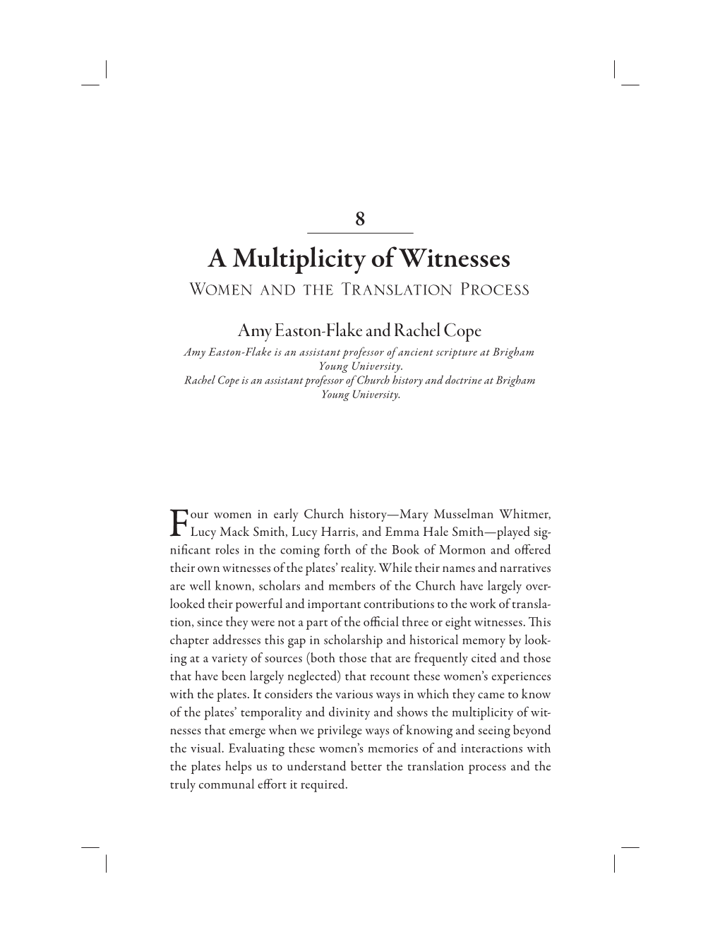 A Multiplicity of Witnesses Women and the Translation Process