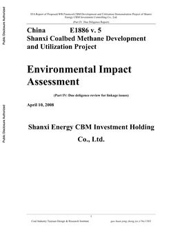 China E1886 V. 5 Shanxi Coalbed Methane Development Public Disclosure Authorized and Utilization Project