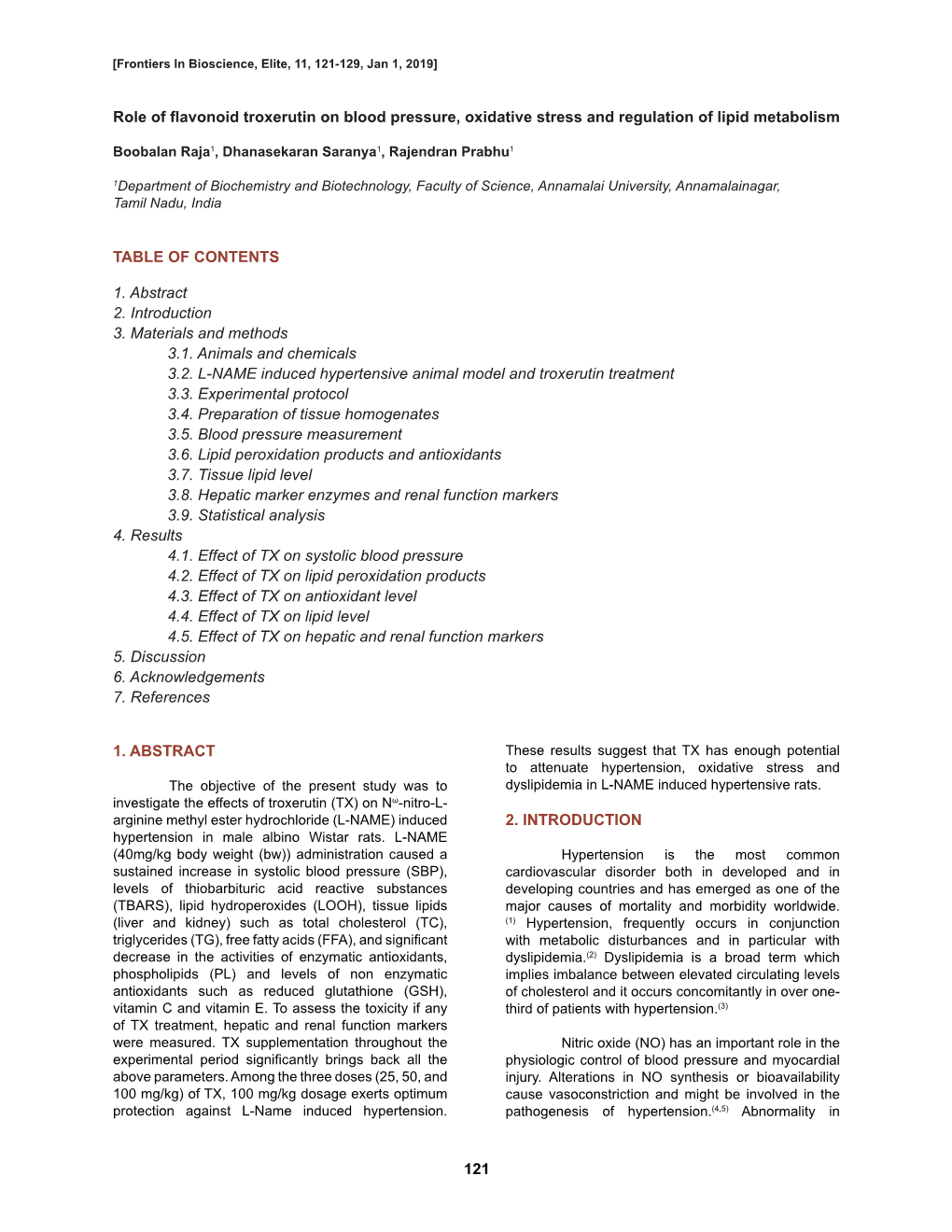 121 Role of Flavonoid Troxerutin on Blood Pressure, Oxidative Stress