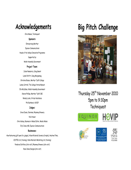 Big Pitch Event Programme