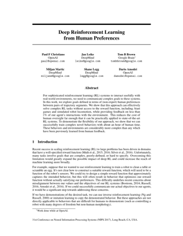 Deep Reinforcement Learning from Human Preferences
