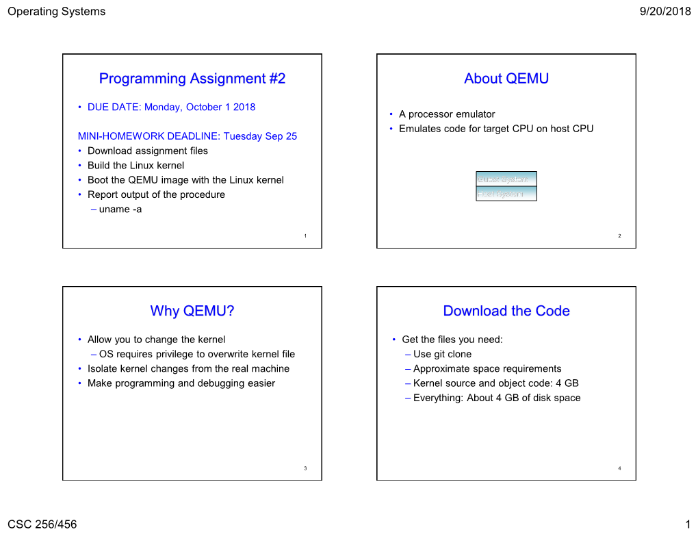 QEMU/Linux Assignments, Scheduling Continued