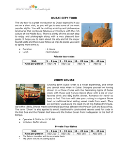 Dubai City Tour Dhow Cruise