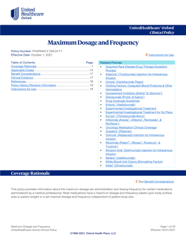 Maximum Dosage and Frequency – Oxford Clinical Policy