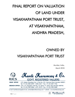 Final Report on Valuation of Land Under Visakhapatnam Port Trust, At
