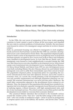 Shimon Adaf and the Peripheral Novel