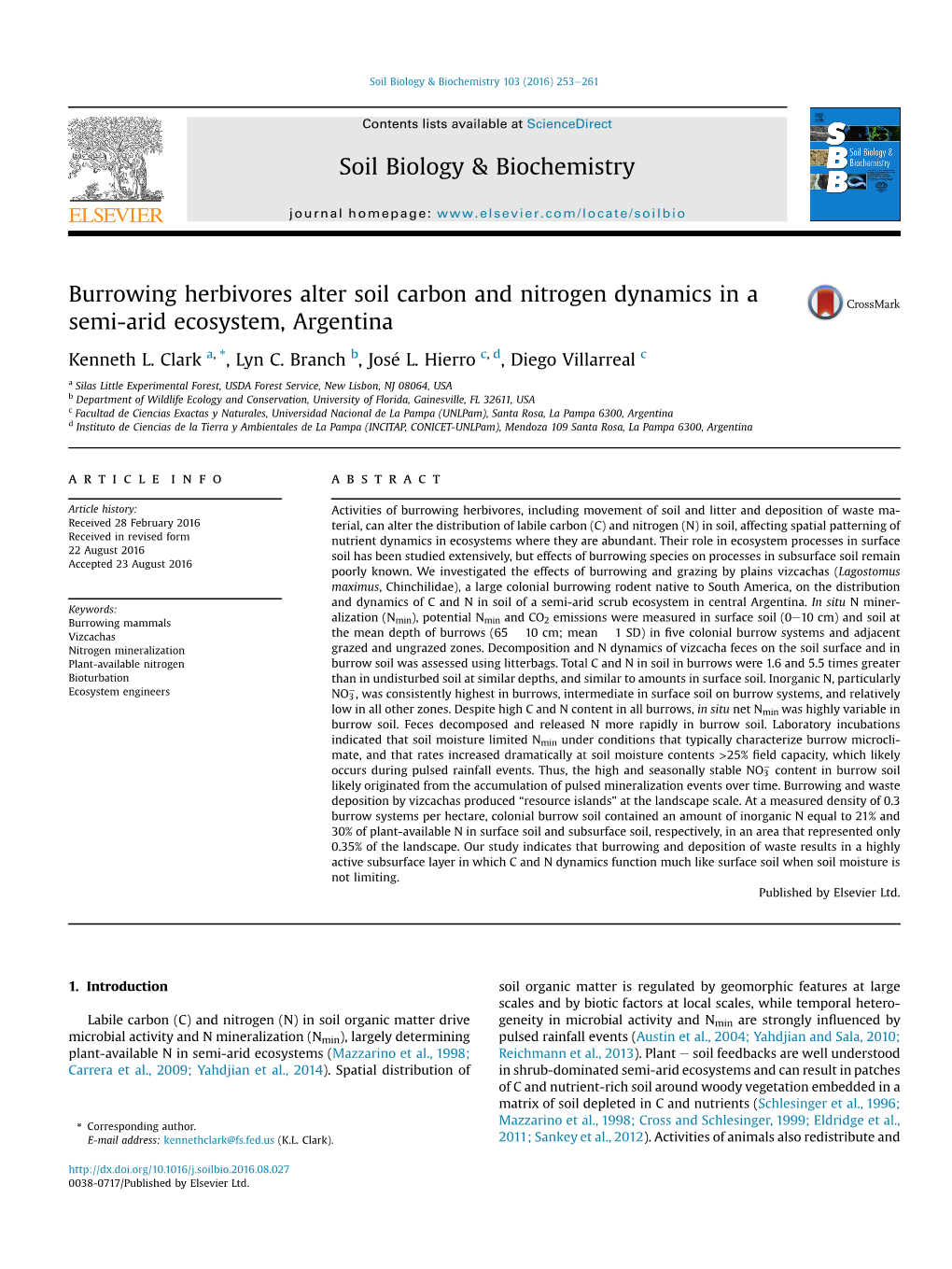 Burrowing Herbivores Alter Soil Carbon and Nitrogen Dynamics in a Semi-Arid Ecosystem, Argentina