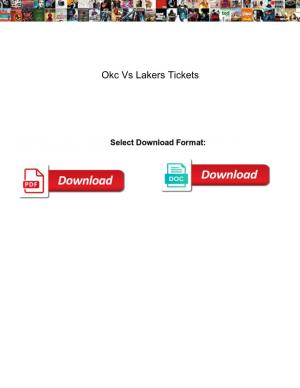 Okc Vs Lakers Tickets