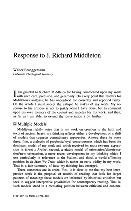 Response to J. Richard Middleton