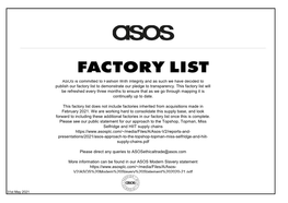 Factory List to Demonstrate Our Pledge to Transparency