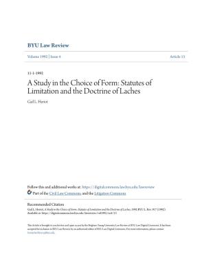 Statutes of Limitation and the Doctrine of Laches Gail L