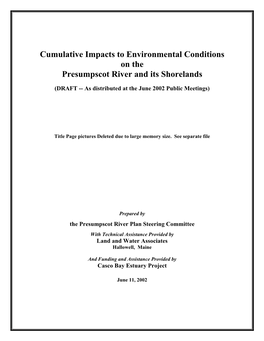 Cumulative Impacts to Environmental Conditions on the Presumpscot River and Its Shorelands