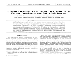 Genetic Variation in the Planktonic Chaetognaths Parasagitta Elegans and Eukrohnia Hamata