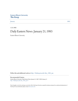 Eastern News: January 21, 1983 Eastern Illinois University