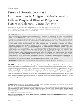 Serum Se?Selectin Levels and Carcinoembryonic Antigen Mrna?