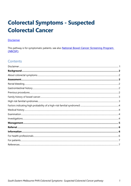 Colorectal Cancer Symptoms