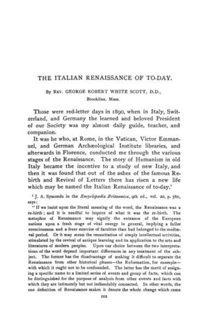 The Italian Renaissance of To-Day