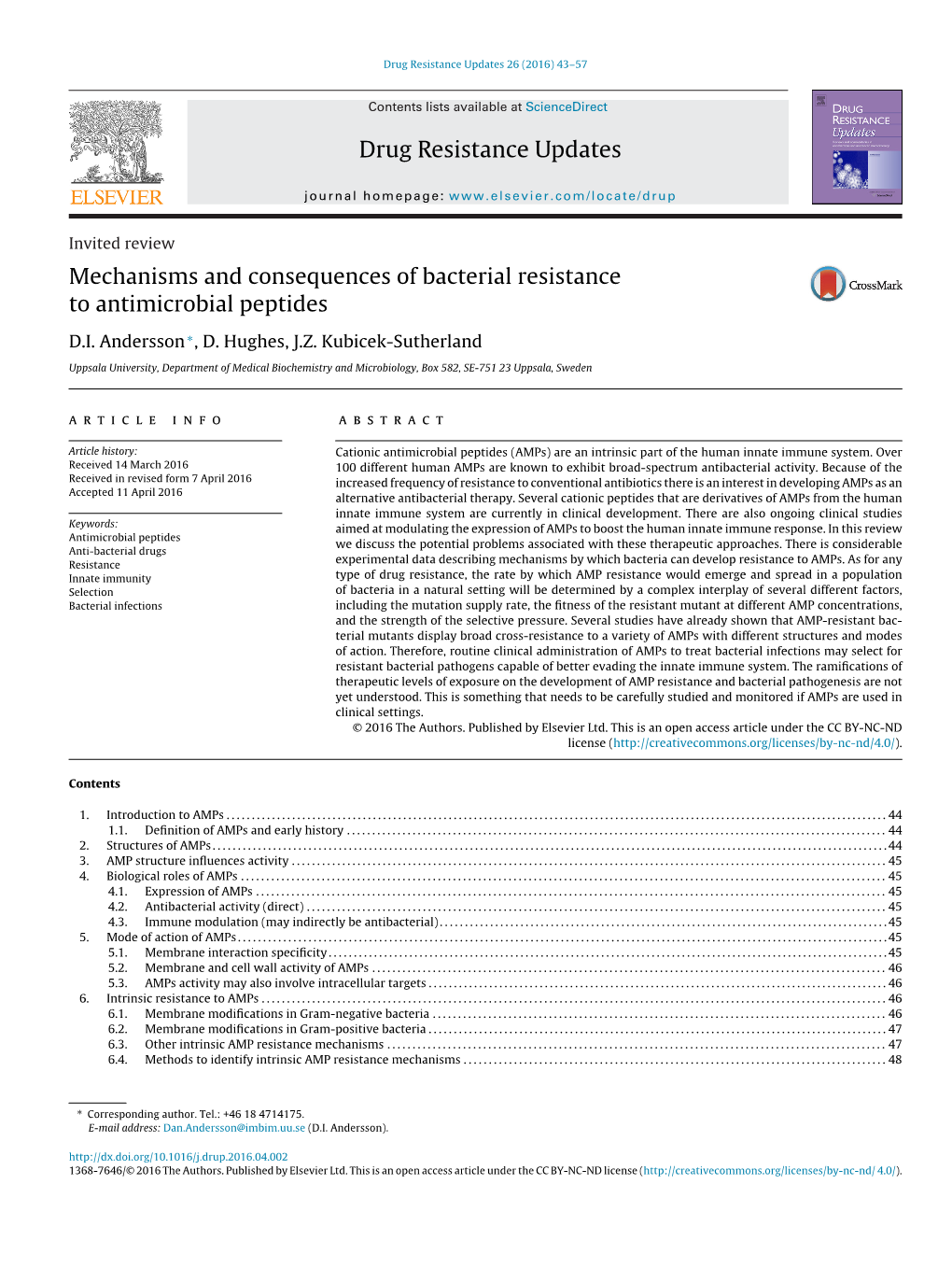 Mechanisms and Consequences of Bacterial Resistance to Antimicrobial Peptides