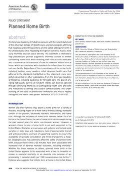 Planned Home Birth Abstract