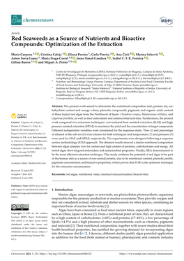 Red Seaweeds As a Source of Nutrients and Bioactive Compounds: Optimization of the Extraction