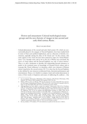 Horror and Amazement: Colossal Mythological Statue Groups and the New Rhetoric of Images in Late Second and Early Third Century Rome
