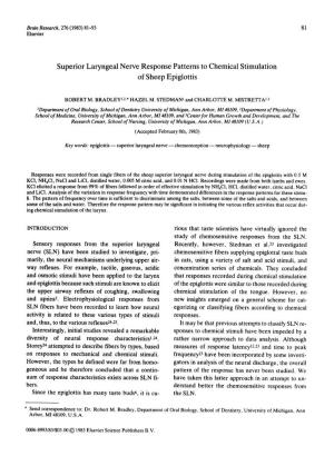 Superior Laryngeal Nerve Response Patterns to Chemical Stimulation of Sheep Epiglottis