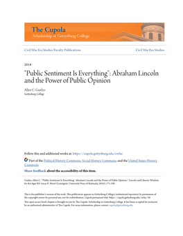 Abraham Lincoln and the Power of Public Opinion Allen C