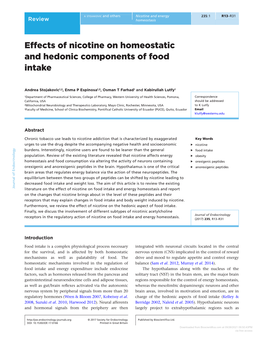 Effects of Nicotine on Homeostatic and Hedonic Components of Food Intake