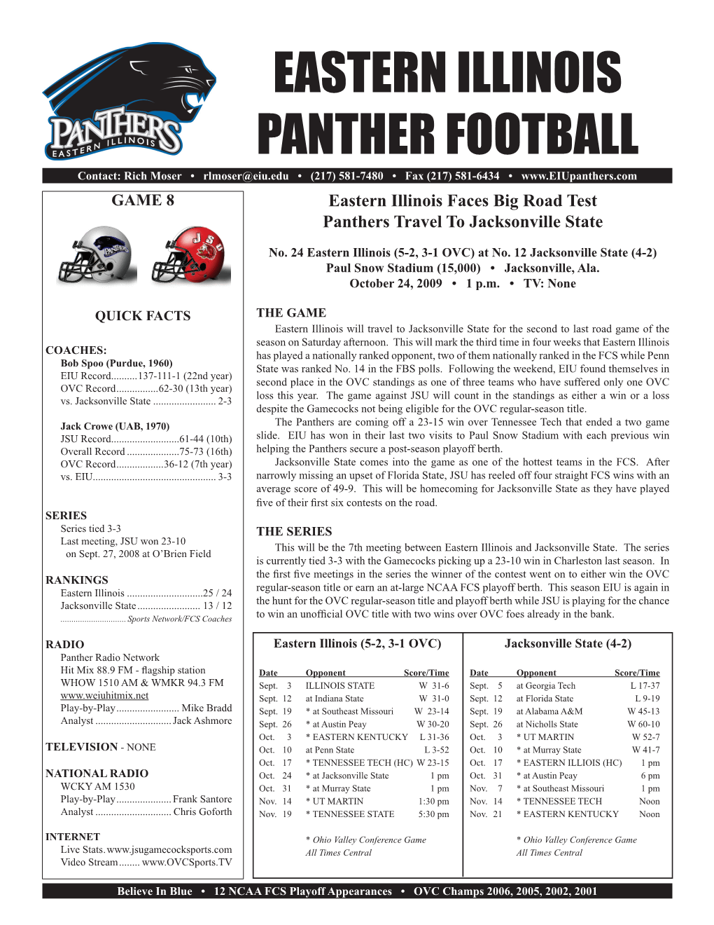 Eastern Illinois Panther Football