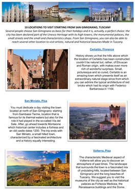 10 Locations to Visit Starting from San Gimignano