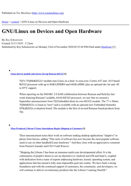 GNU/Linux on Devices and Open Hardware