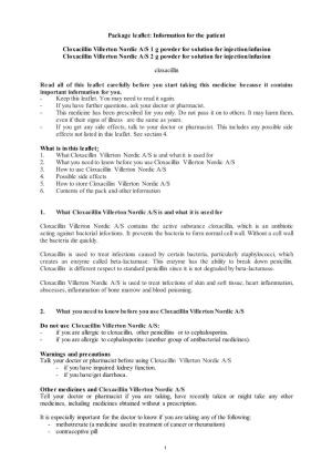 Package Leaflet: Information for the Patient Cloxacillin Villerton Nordic A