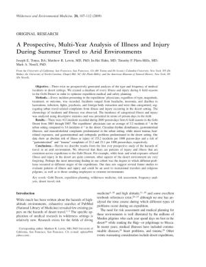 Illness and Injury During Travel to Arid Environments