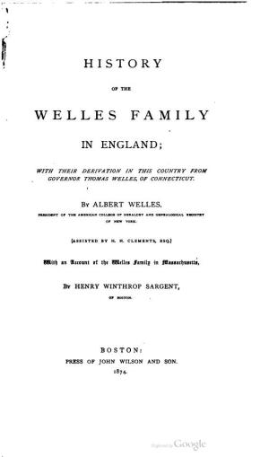 History of the Welles Family in England