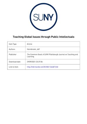 “Teaching Global Issues Through Public Intellectuals” in 2011 And