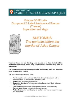 SUETONIUS the Portents Before the Murder of Julius Caesar