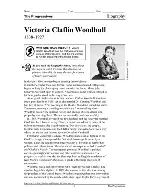 Victoria Claflin Woodhull 1838–1927