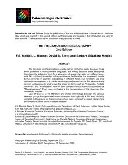 THE THECAMOEBIAN BIBLIOGRAPHY 2Nd Edition