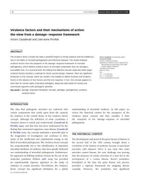 Virulence Factors and Their Mechanisms of Action: the View from a Damage–Response Framework Arturo Casadevall and Liise-Anne Pirofski