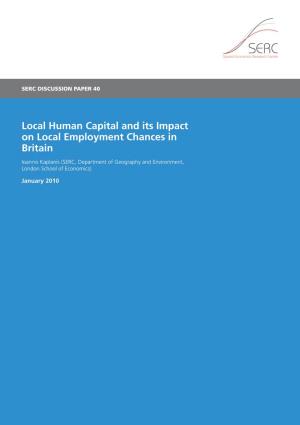 Local Human Capital and Its Impact on Local Employment Chances in Britain