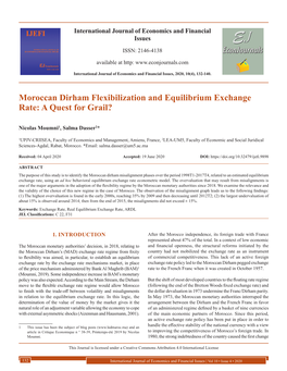 Moroccan Dirham Flexibilization and Equilibrium Exchange Rate: a Quest for Grail?