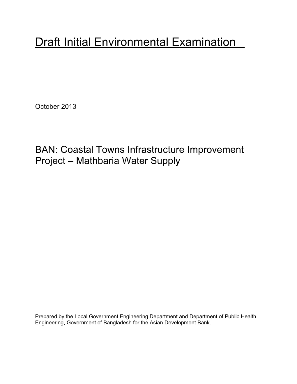 BAN: Coastal Towns Infrastructure Improvement Project – Mathbaria Water Supply